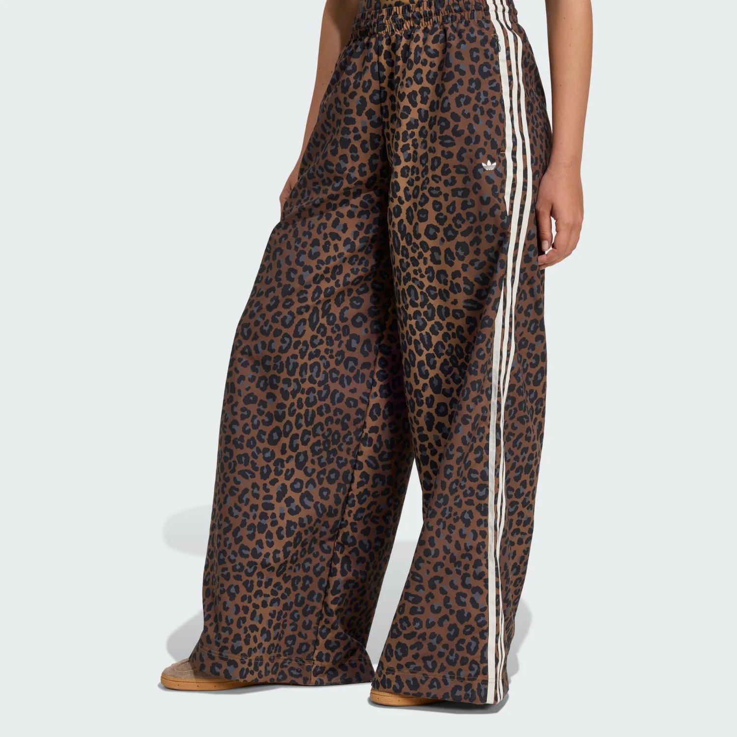 Брюки Adidas Originals Leopard Firebird Oversized, коричнево-черный
