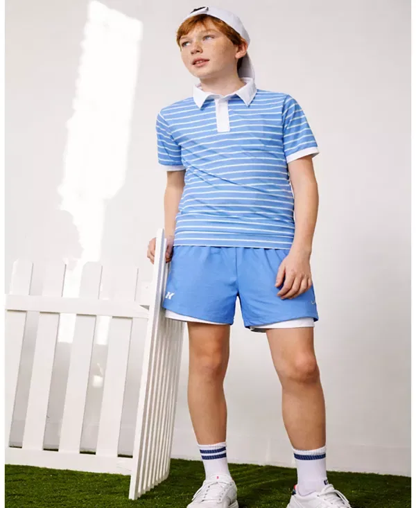 Мальчиковые шорты для бега с завышенной посадкой Courtside Kids, Sky Blue — фото 3