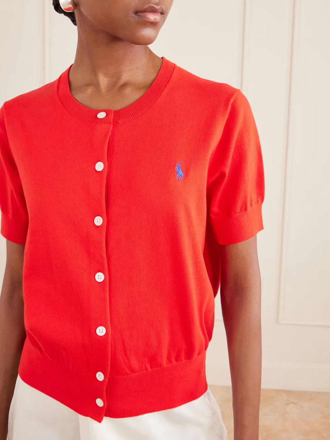 Кардиган из хлопковой смеси с вышитым логотипом Polo Ralph Lauren, красный — фото 4