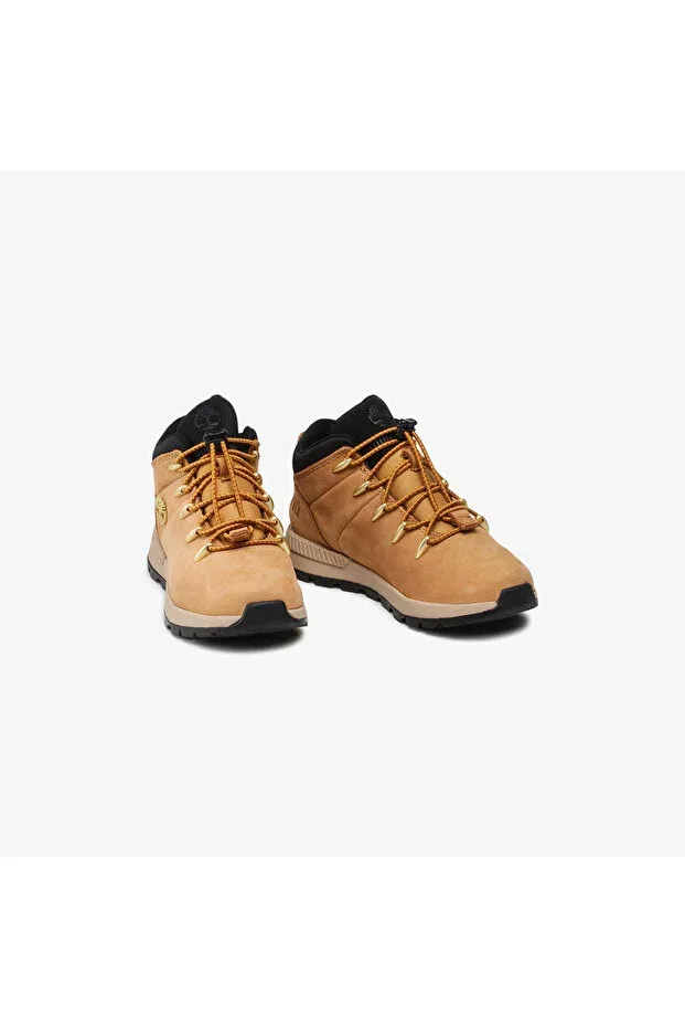 Детские ботинки для девочек на плоском ходу с коротким каблуком Sprint trekker mid miel kids mustard boots Timberland, Yellow — фото 2
