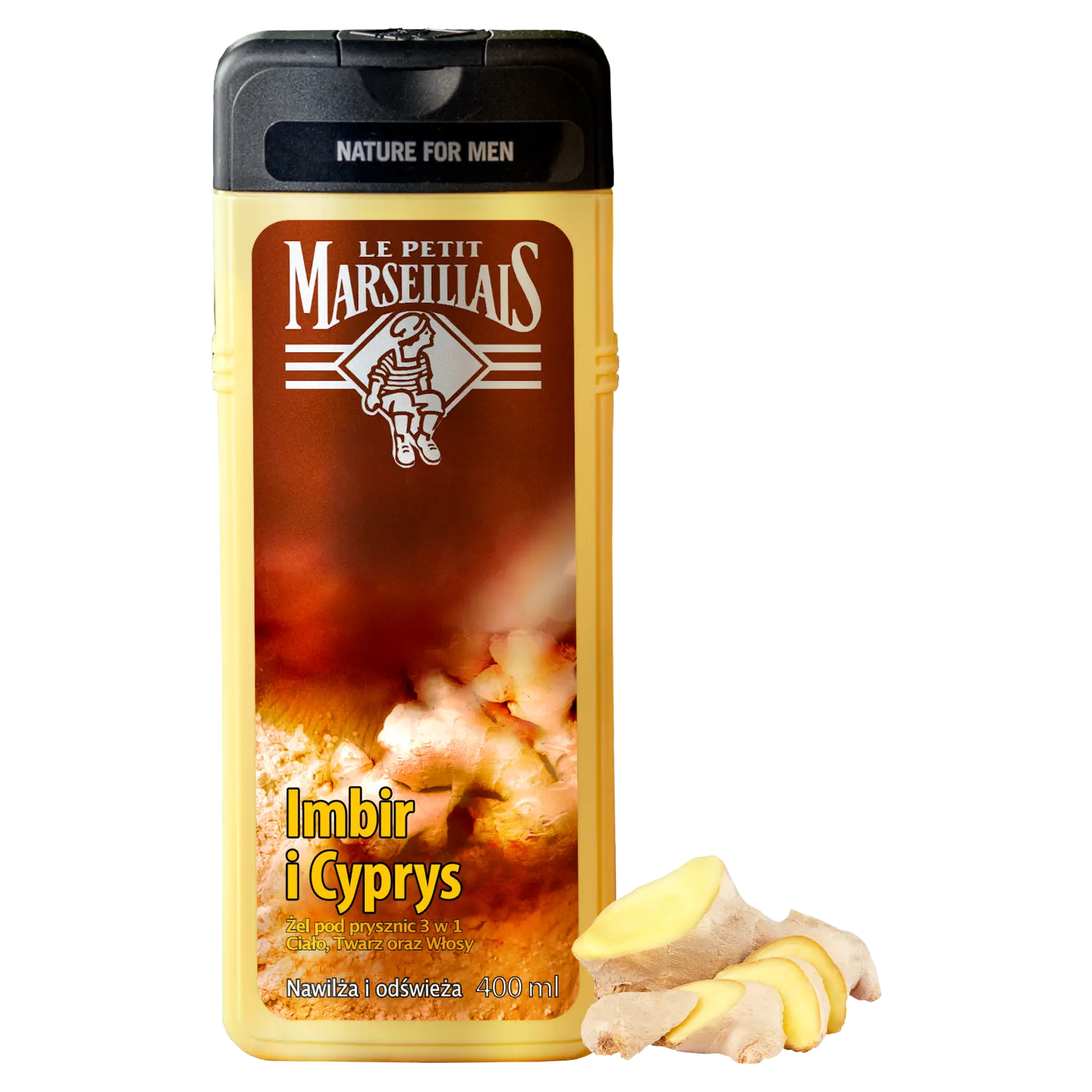 Le Petit Marseillais Ginger&Cypress увлажняющий гель для душа 3в1 для мужчин, 400 мл — фото 2