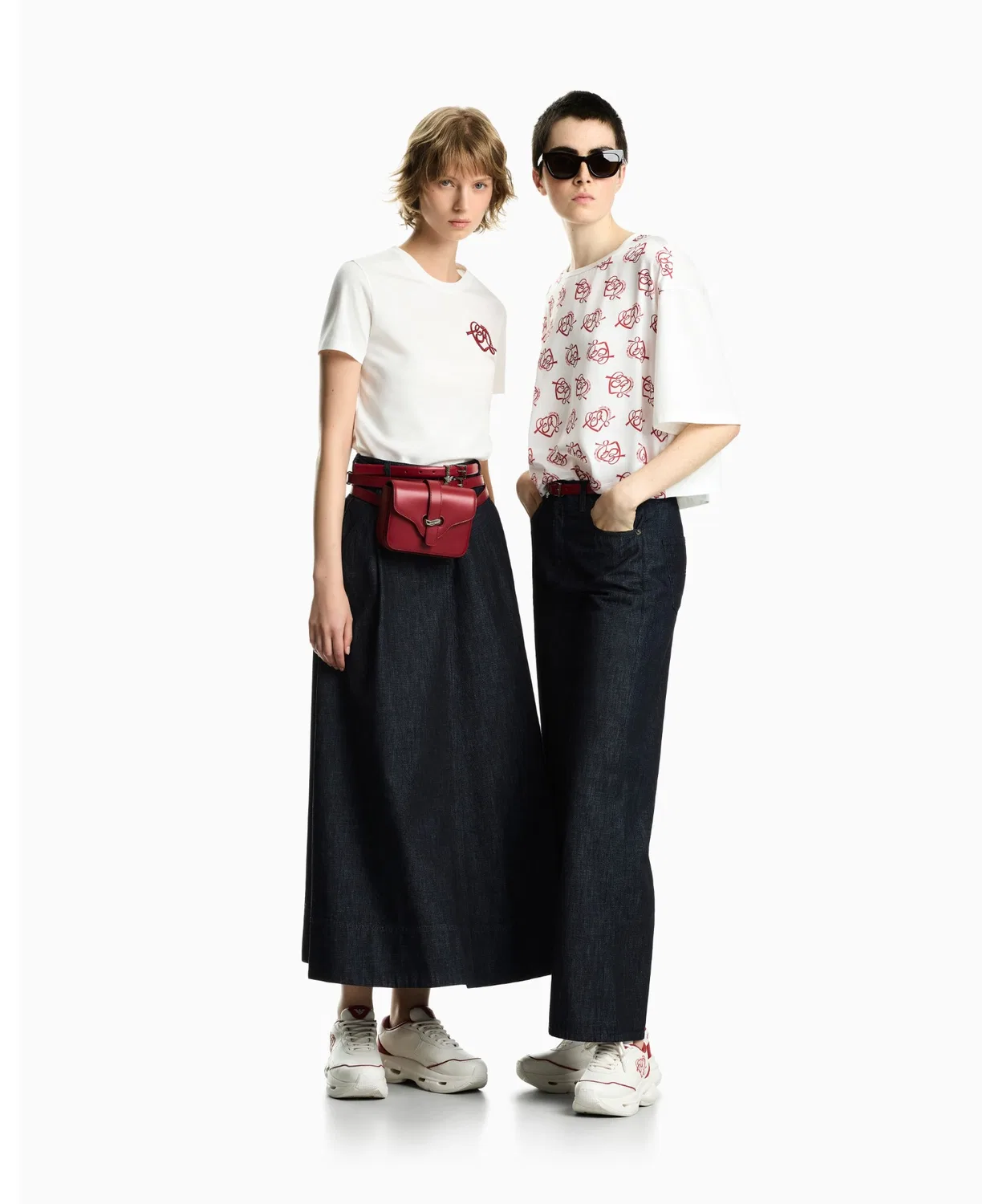 Женская футболка с принтом, хлопковая, модель Heart Print EMPORIO ARMANI, Белый — фото 4