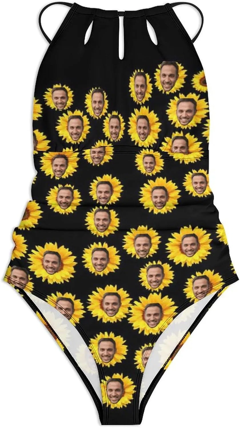 Женский слитный купальник с кастомизацией Sunflowers Pattern, Sunflowers Pattern_15 — фото 3