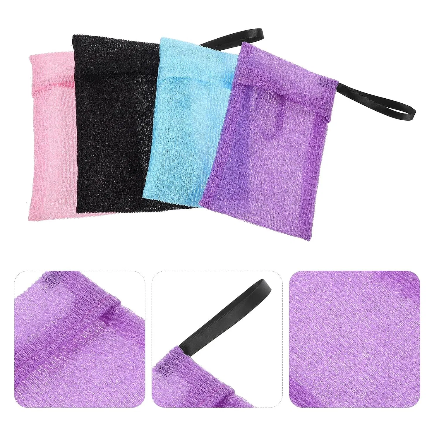 Мочалка для пилинга 4 шт, Mipcase, Nylon, 19.5x13x1 см, мультиколор — фото 4