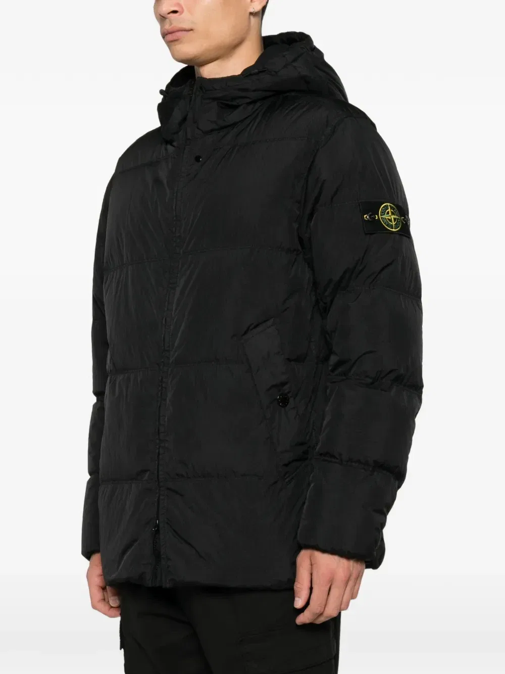 Стеганая куртка с нашивкой в виде компаса Stone Island, черный — фото 3