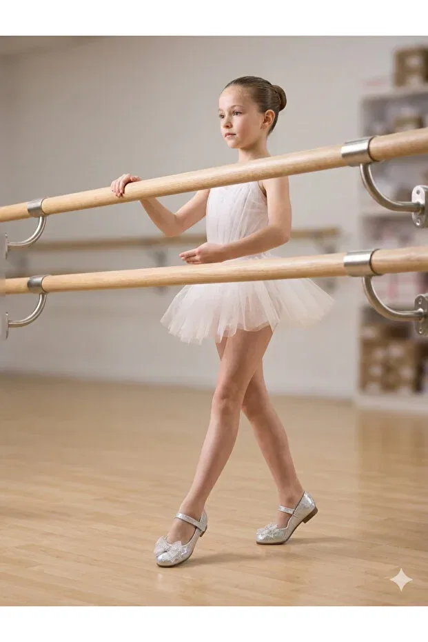 Детские балетки для девочек с блестками Cindy Nuh Kids, Silver Lurex — фото 4