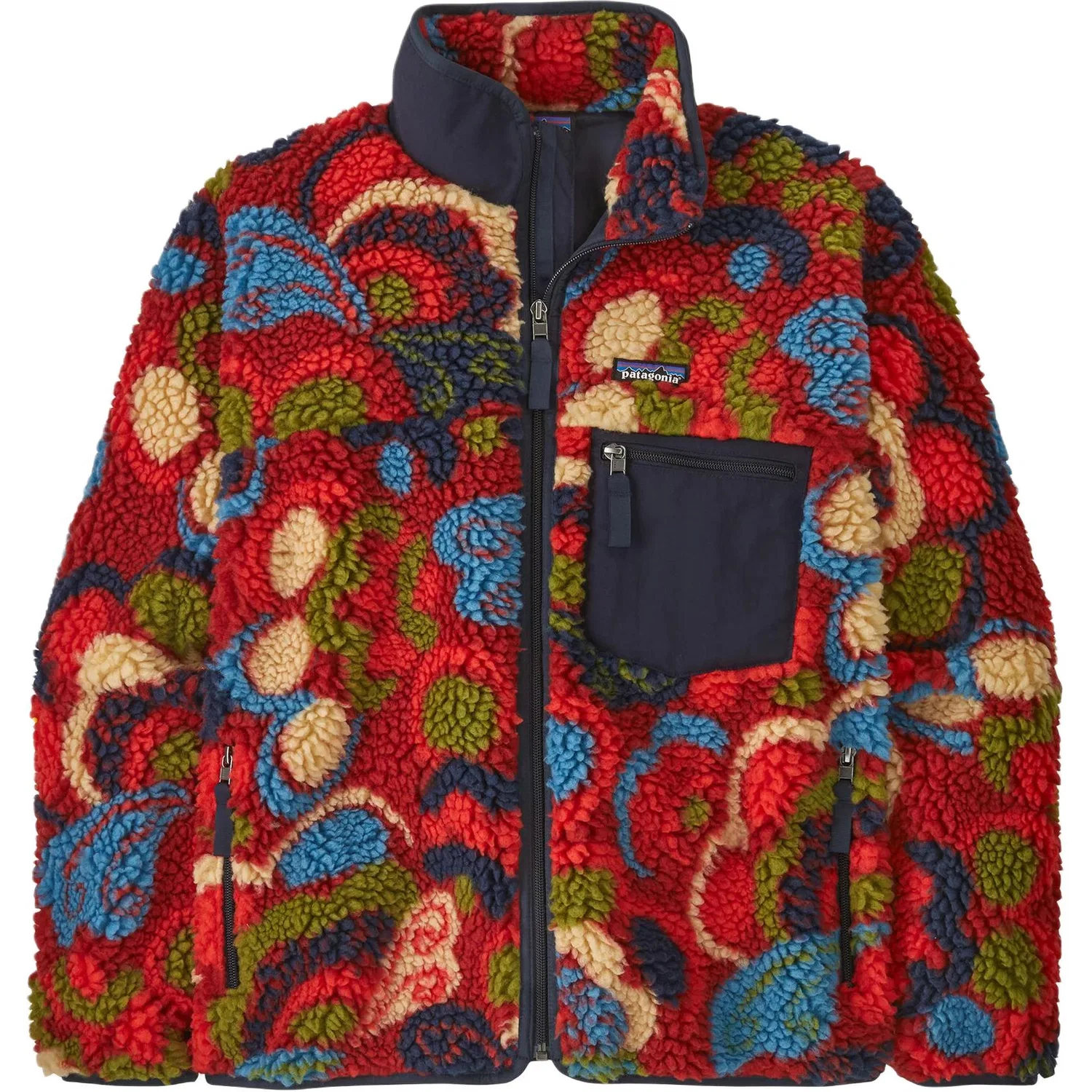 Женская куртка из высокого ворса с молнией Patagonia, Goose Cream Red/RVAM