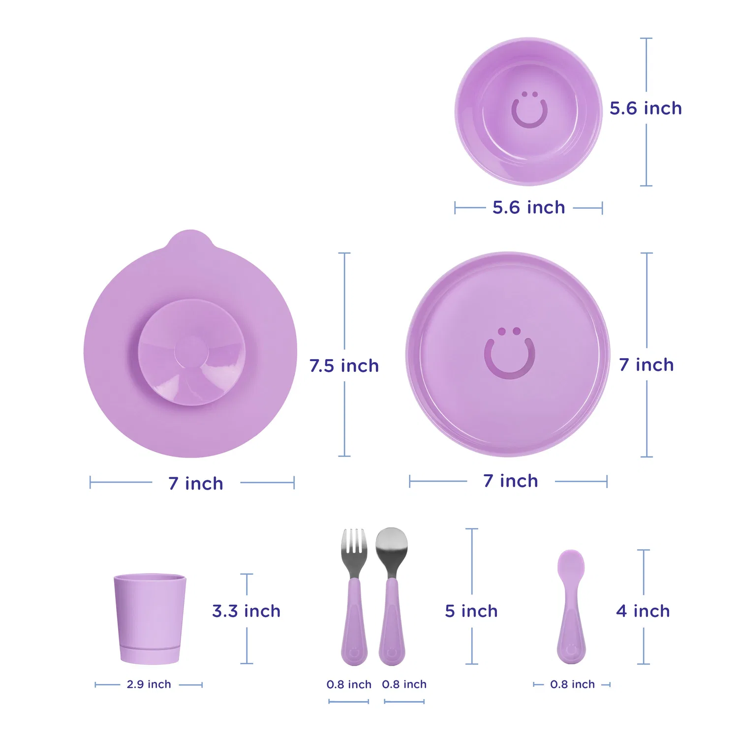 Детский набор для кормления 7 предметов, с присоской, Ubbi, Smoothie Purple — фото 2