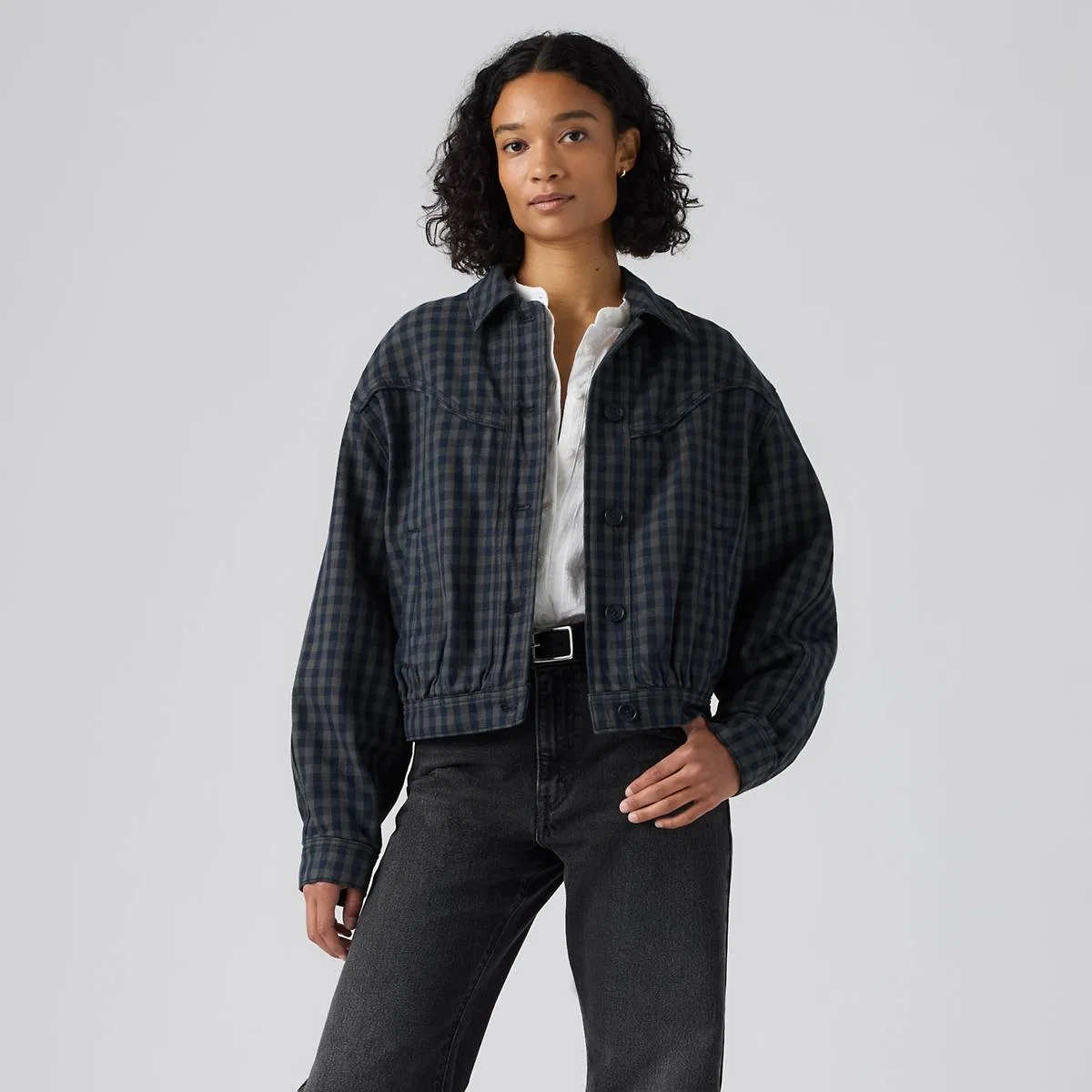 Куртка Dani в стиле вестерн Харрингтон Levi's, Phoebe Check Magnet - Blue — фото 3