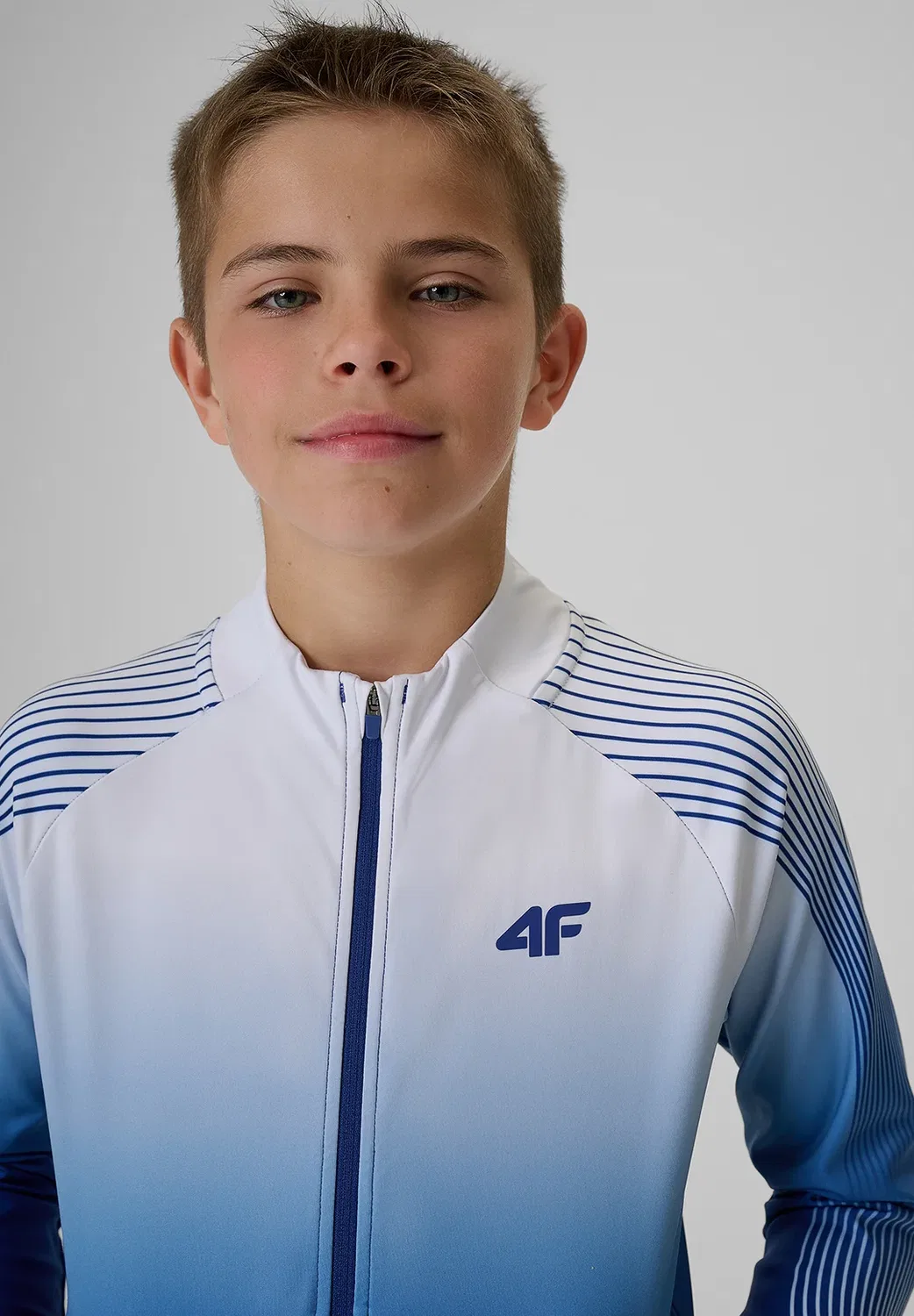 Bluza sportowa Regular bez kaptura chłopięca - тренировочная куртка 4F, Blue — фото 4