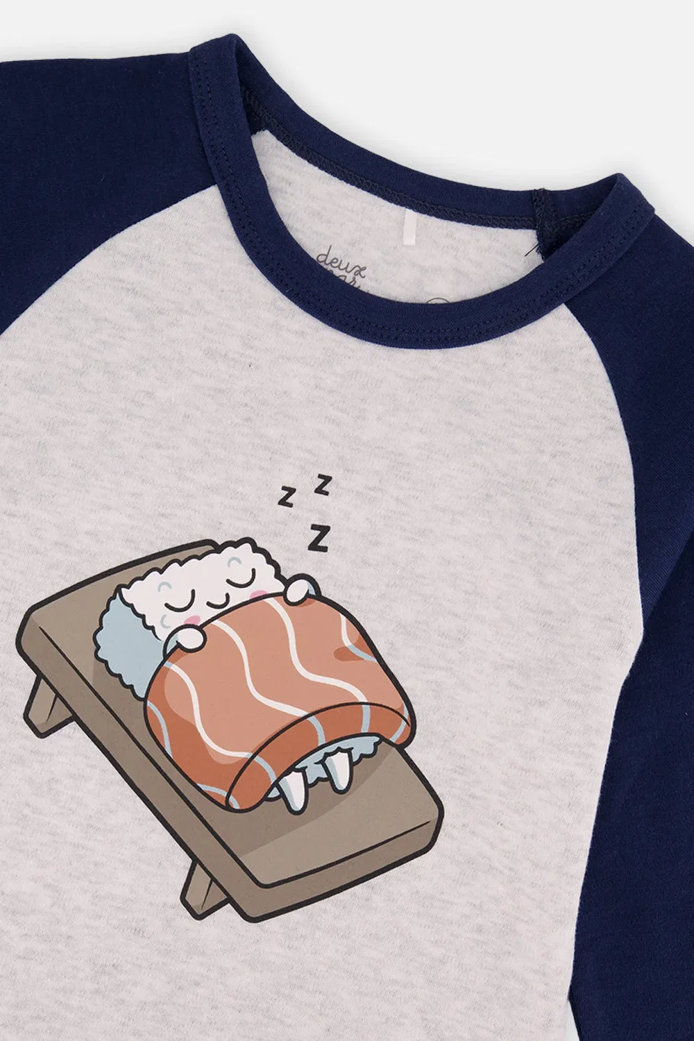 Детский комплект пижамы из органического хлопка с длинным рукавом Blue Sushi Print Deux par Deux, Blue Sushi Print — фото 3