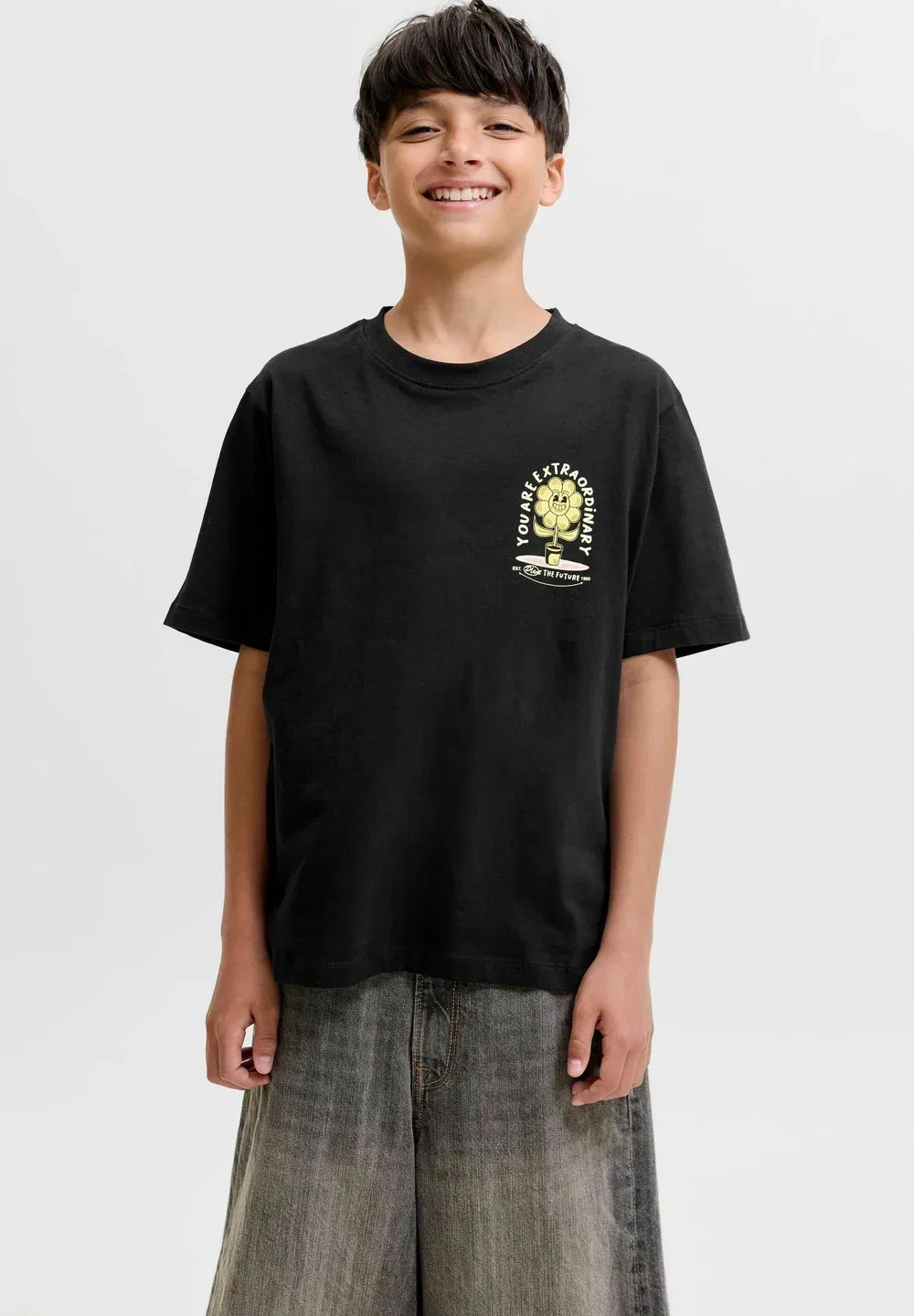 Футболка с принтом на спине, футболка для мальчиков - футболка с принтом Jack & Jones Junior, Black — фото 3