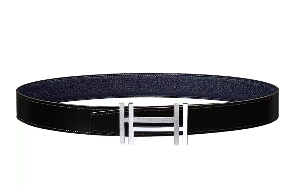 

HERMES Мужской ремень из телячьей кожи черно-сине-фиолетовый шириной 3.2 см, Black/Blue Purple