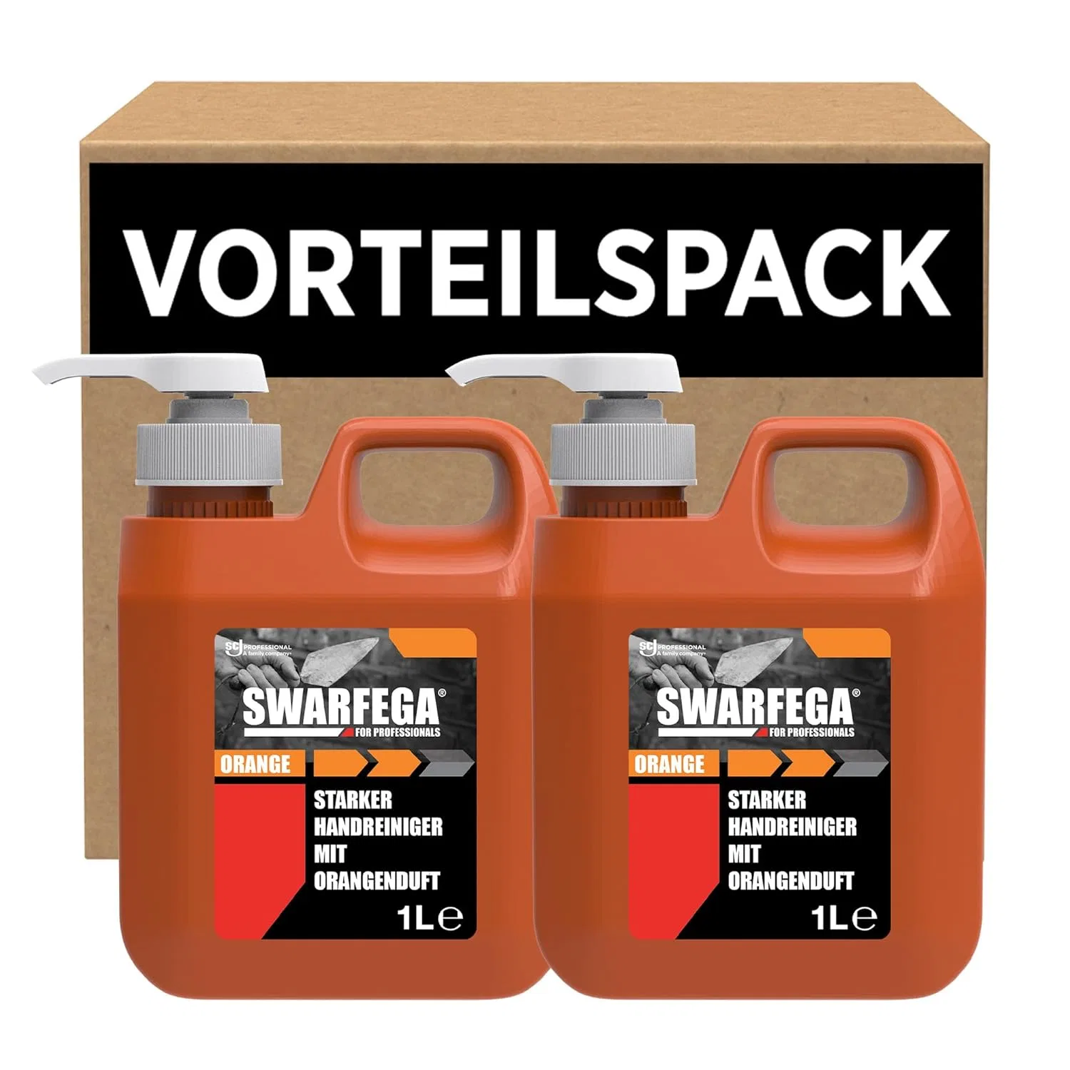 Средство для мытья рук Swarfega Orange 1L, 2 флакона с помпой, Оранжевый