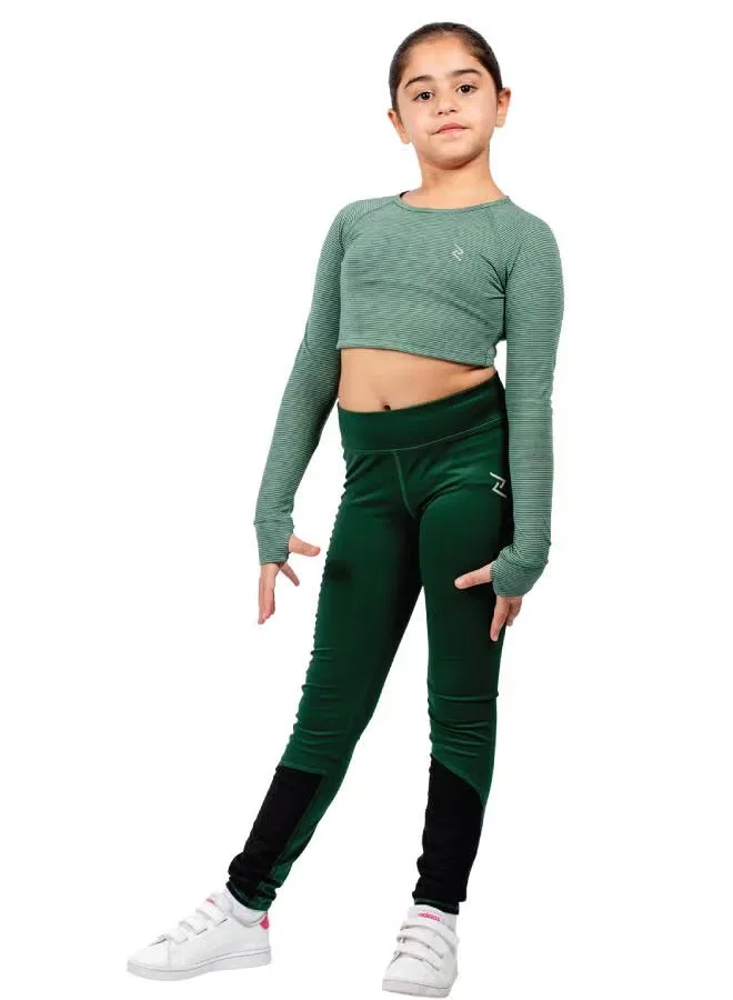 Топ с длинным рукавом Girl'S Full Sleeve Crop Top Zaecy, темно-зеленый — фото 2