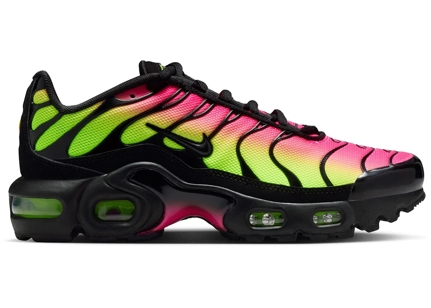 Детские кроссовки с амортизацией Air Max Plus Nike, Black/Hyper Pink/Volt/Black