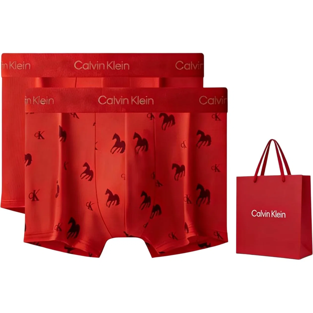 Мужские боксеры с подарочной сумкой, Calvin Klein, Carmine/Li Ji Red