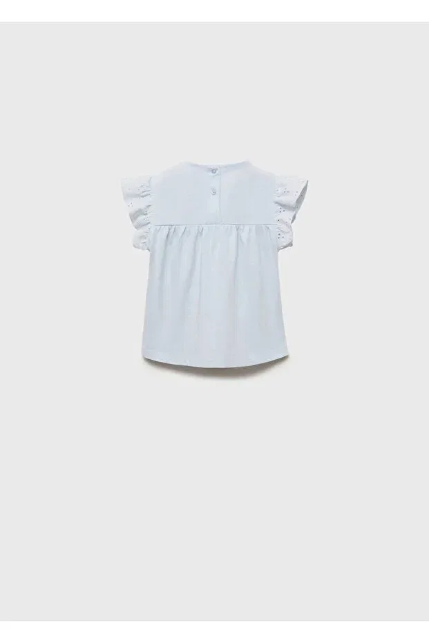 Детская футболка с воланами Mango Baby, Sky Blue — фото 4