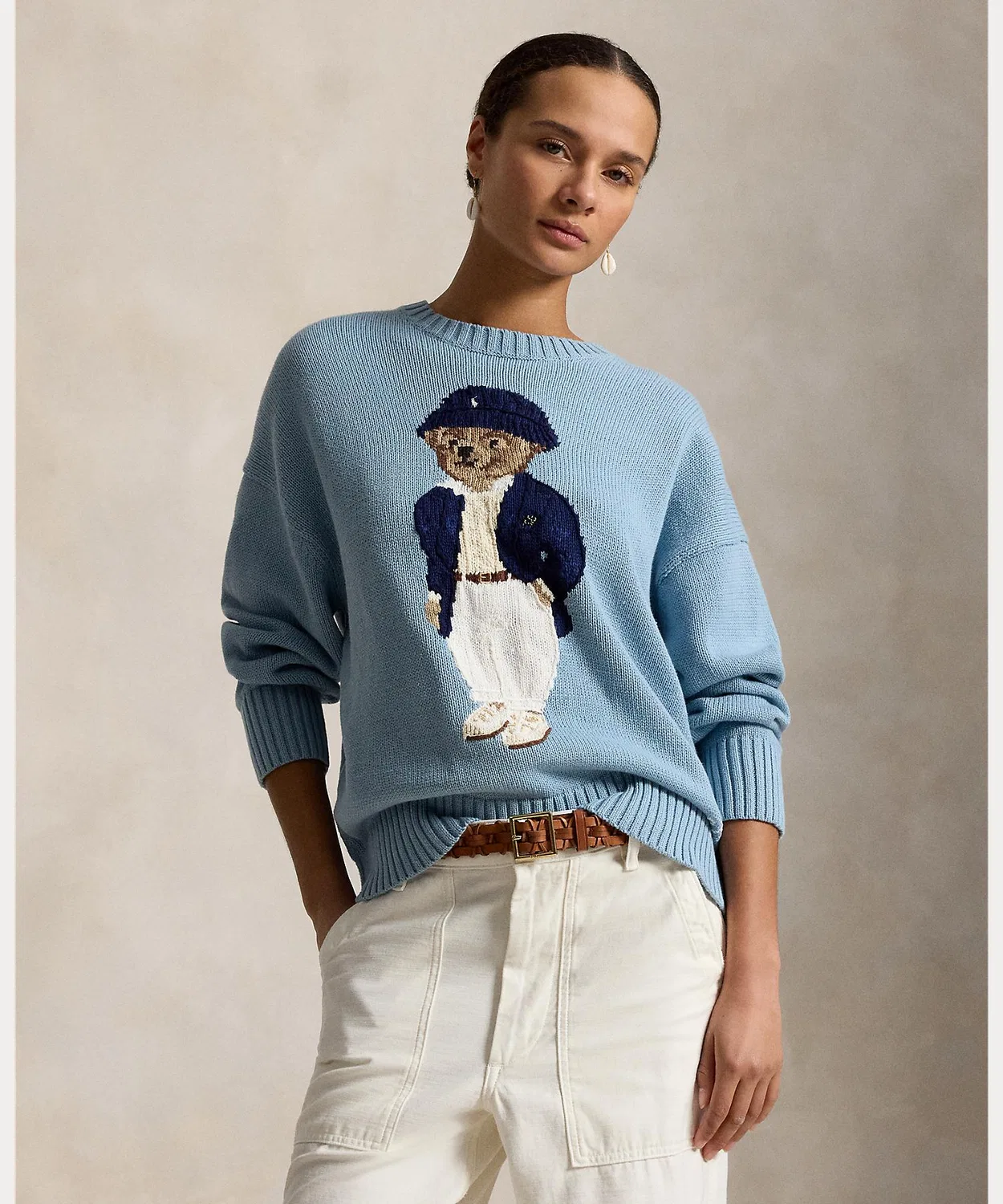 Женский свитер оверсайз из хлопка Polo Bear POLO RALPH LAUREN, Синий