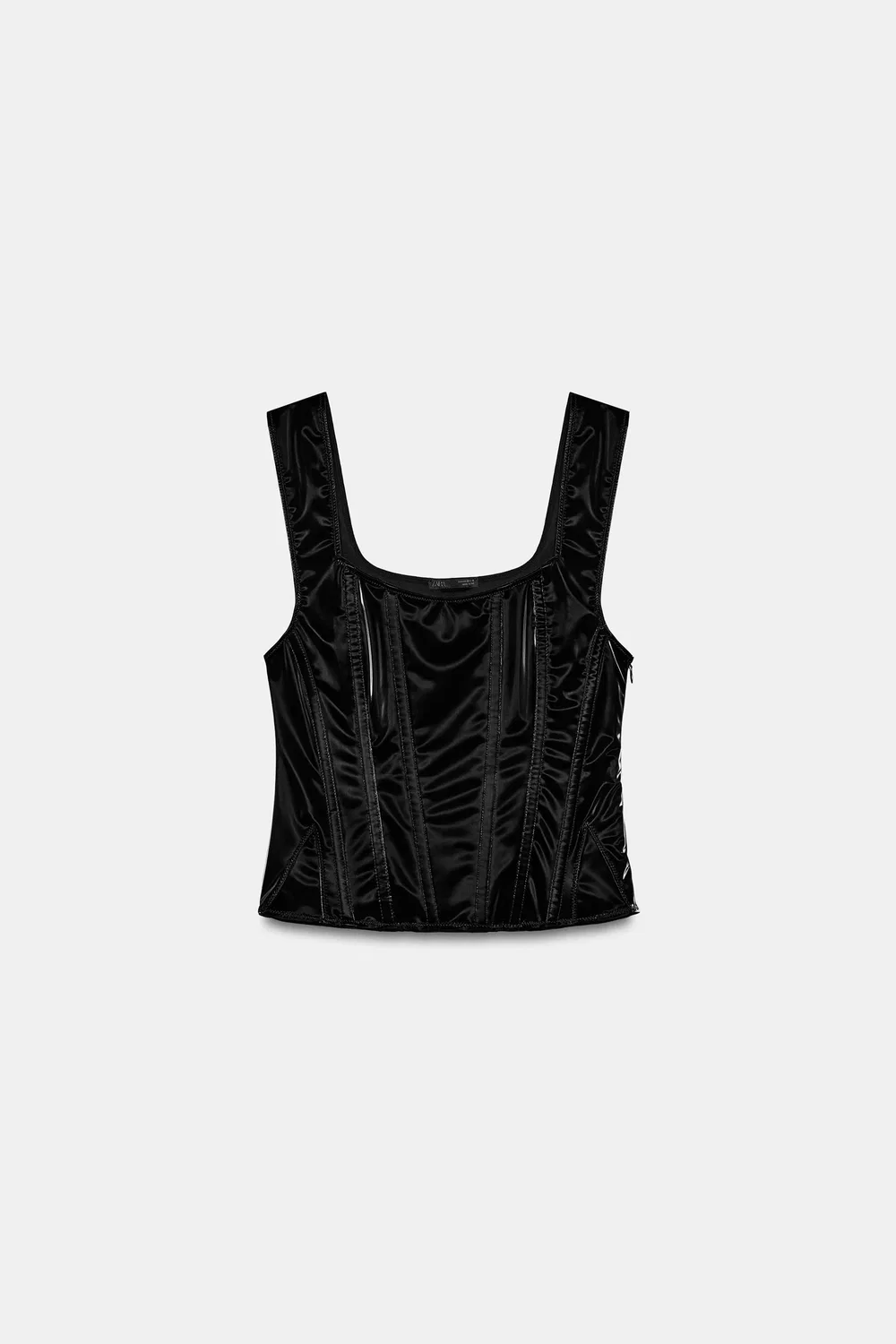 Блестящий топ в стиле корсета ZARA, Black — фото 4