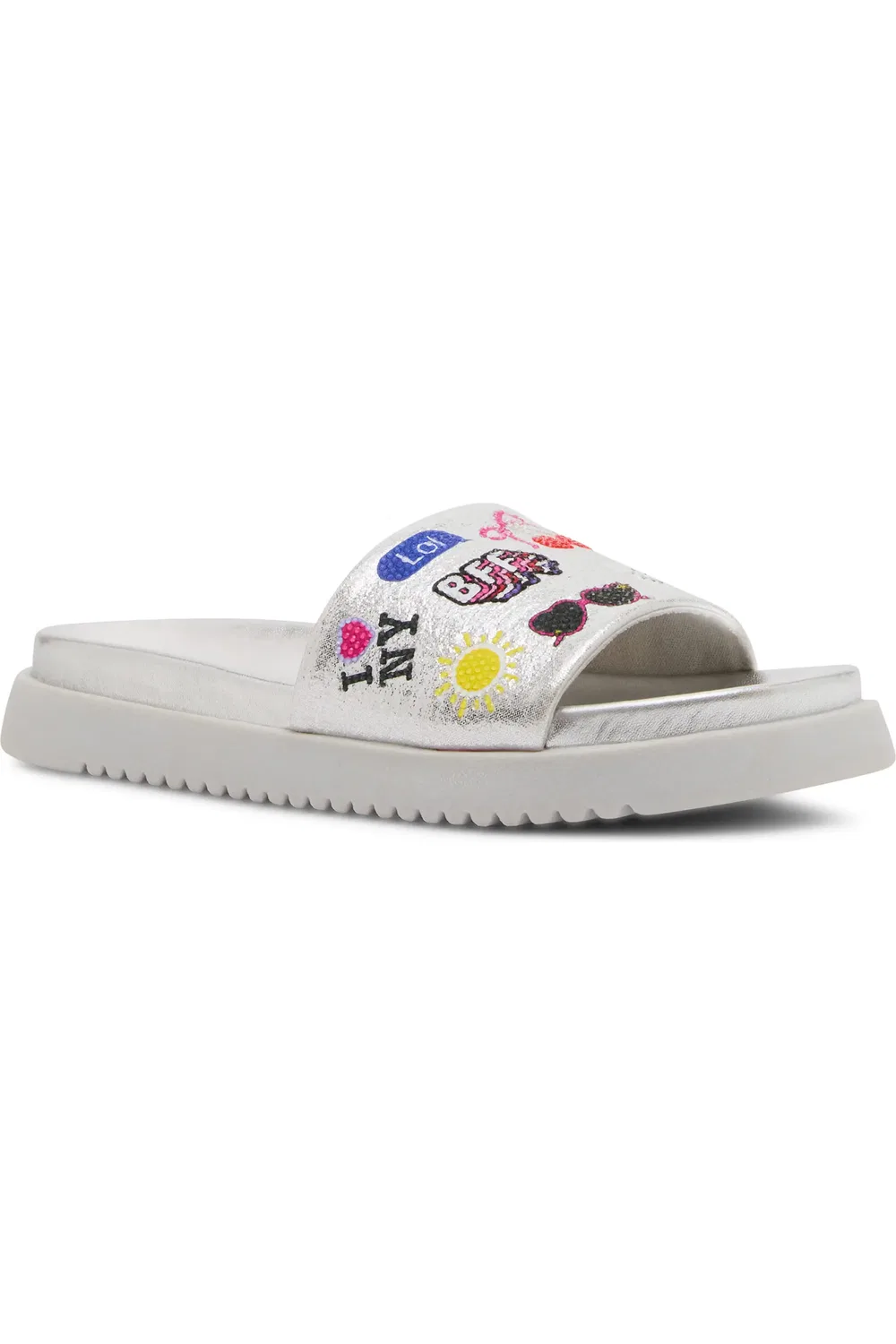Детские сандалии-слайды с блестками Jfifi Steve Madden, Silver