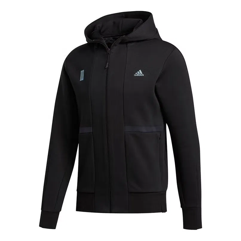 Куртка с капюшоном на молнии Adidas, черная