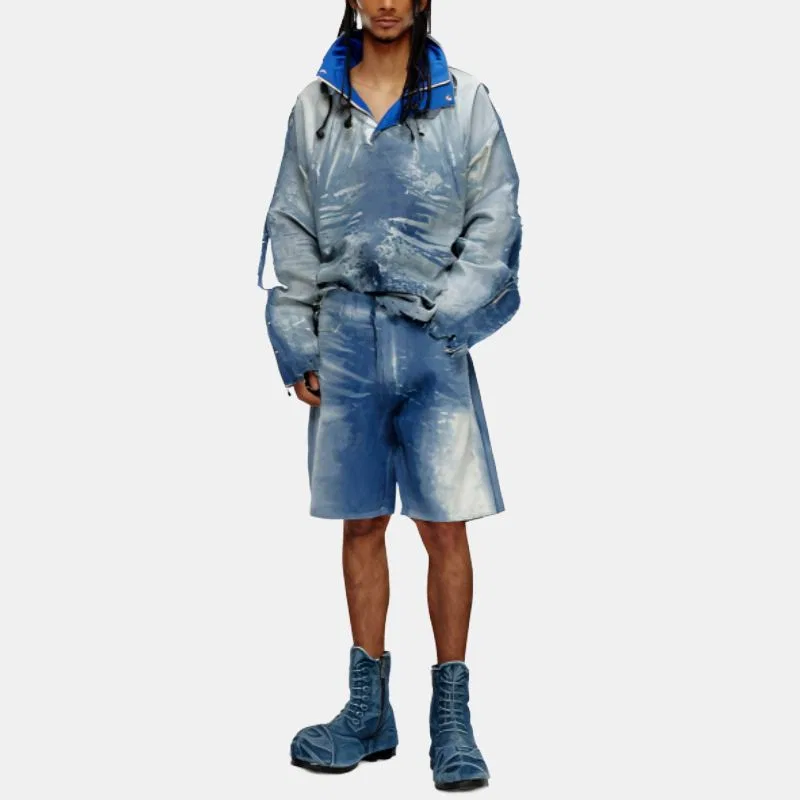 Джинсовые шорты с эффектом потертости DIESEL, Medium Blue — фото 2