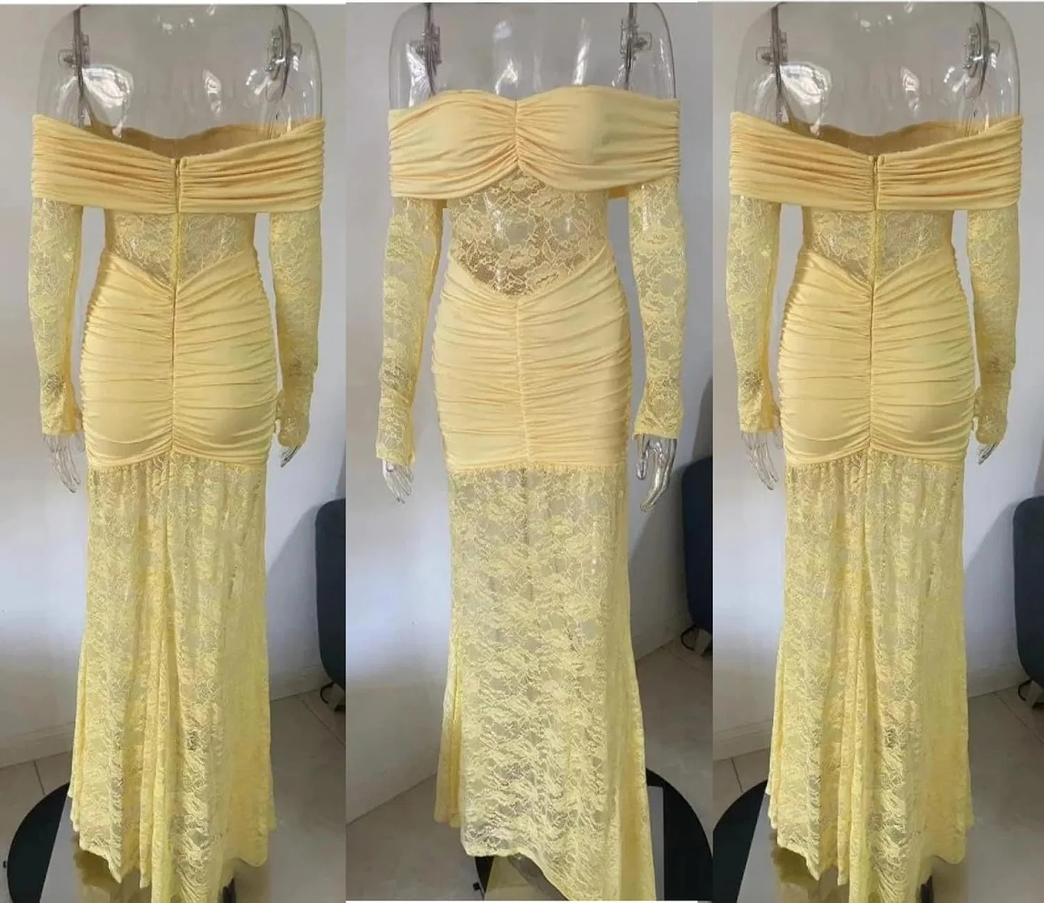 Женское длинное платье с кружевными вставками Off Shoulder Maxi Dress, 3 — фото 3