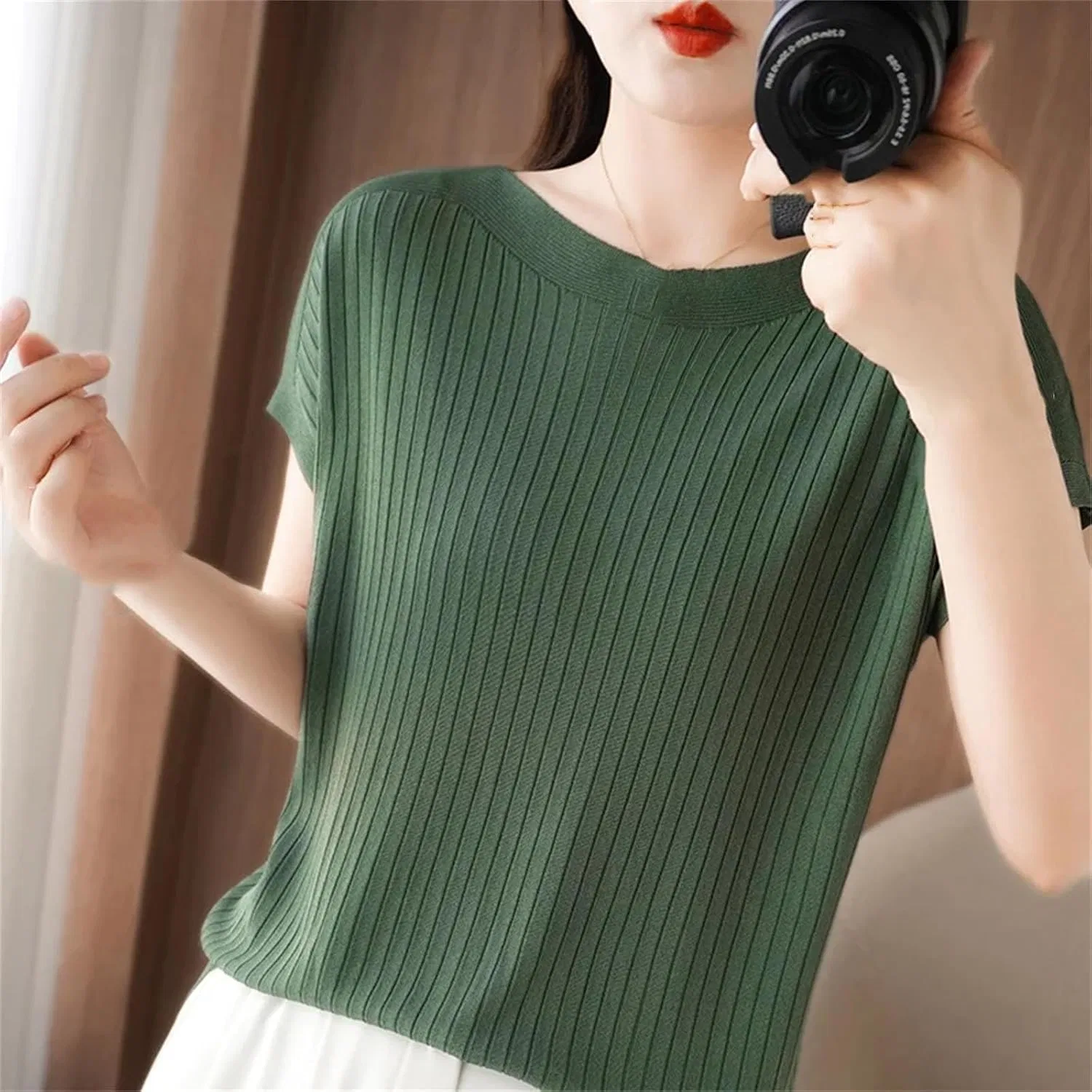 Женский джемпер с круглым вырезом Worsted Knitwear, Navy Blue — фото 2