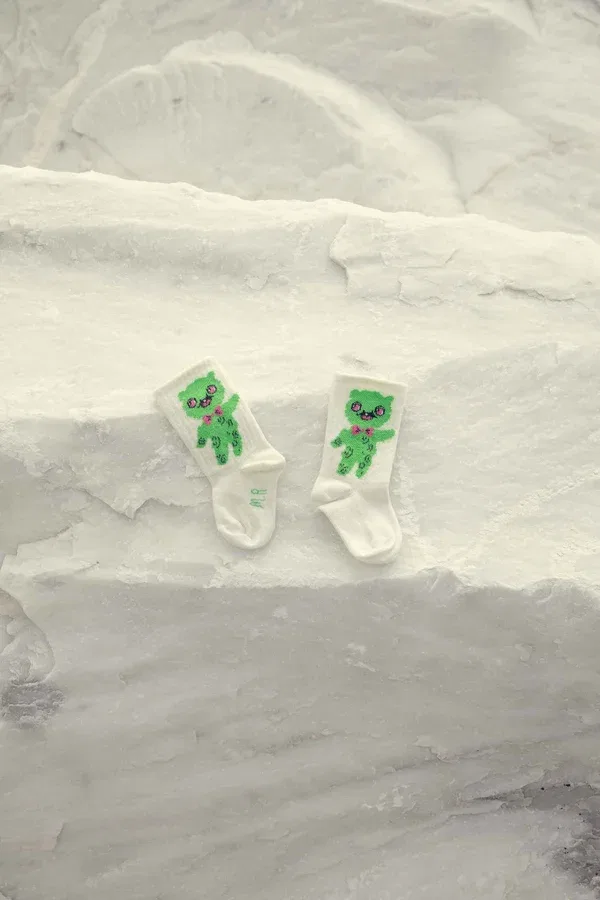 Носки 2-pack из хлопка Alien Mini Rodini, Off-white, белый — фото 2
