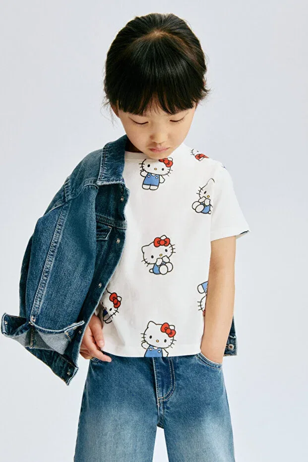 Детский комплект футболок с принтом Hello Kitty H&M, Light Blue — фото 3