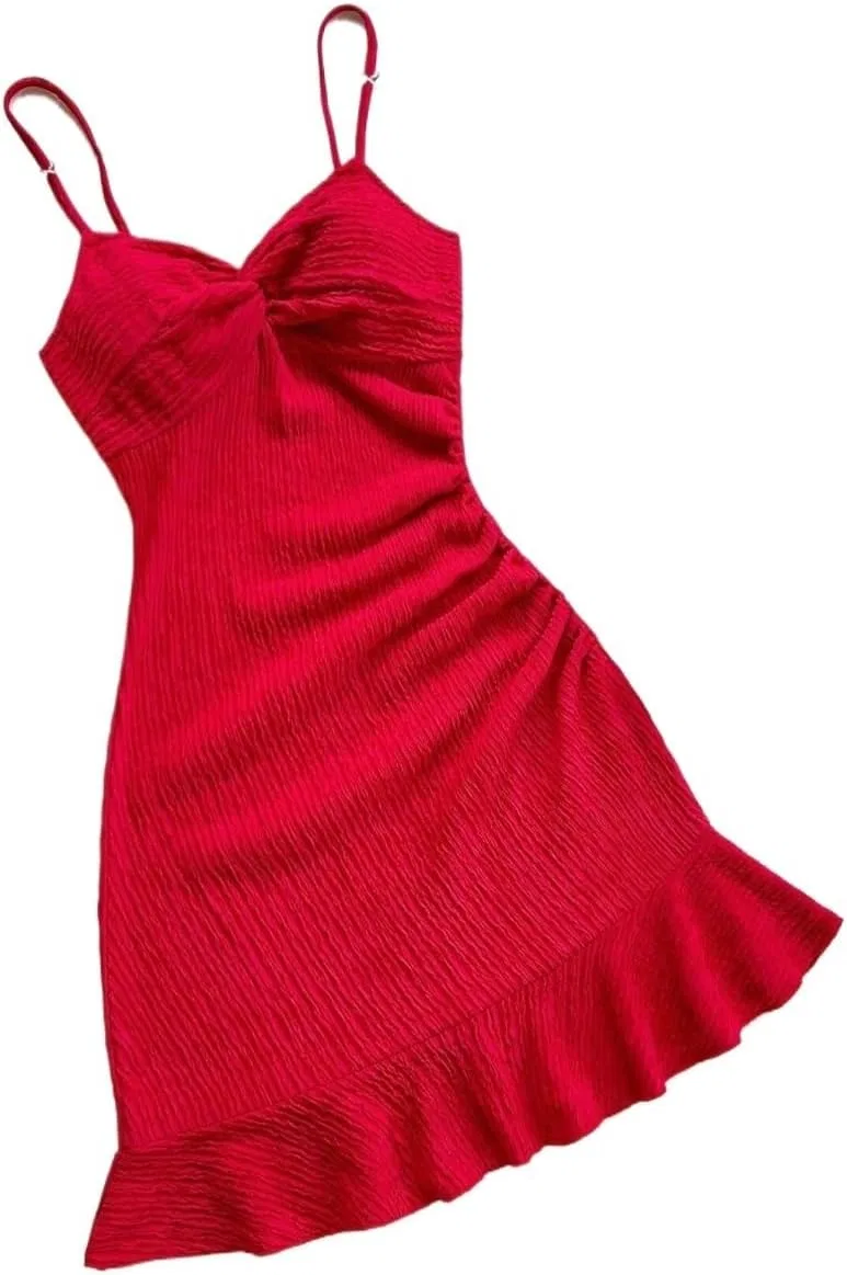 Женское мини-платье с асимметричным подолом Cami, Red — фото 3