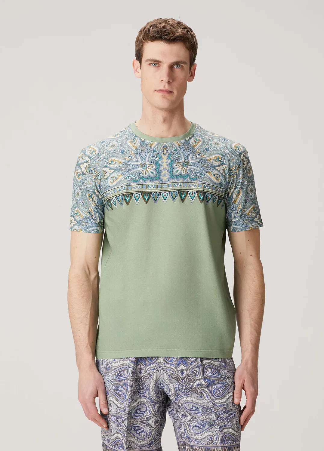 Футболка Etro, разноцветная зеленая — фото 3
