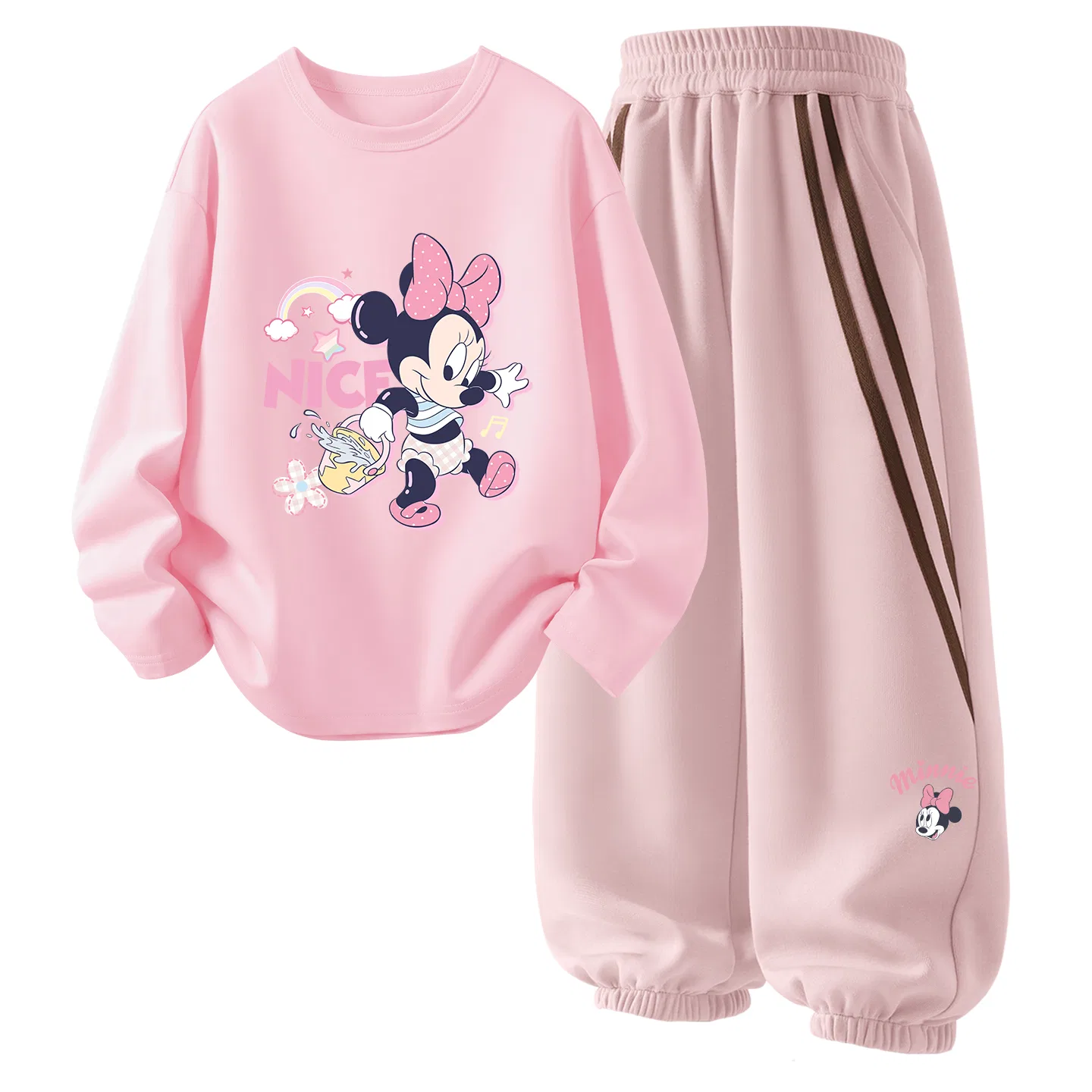 Детский комплект спортивной одежды с принтом, Disney, Di Chai Water Light Pink+Di Lifting Eye K_Right Side below Lotus Pink