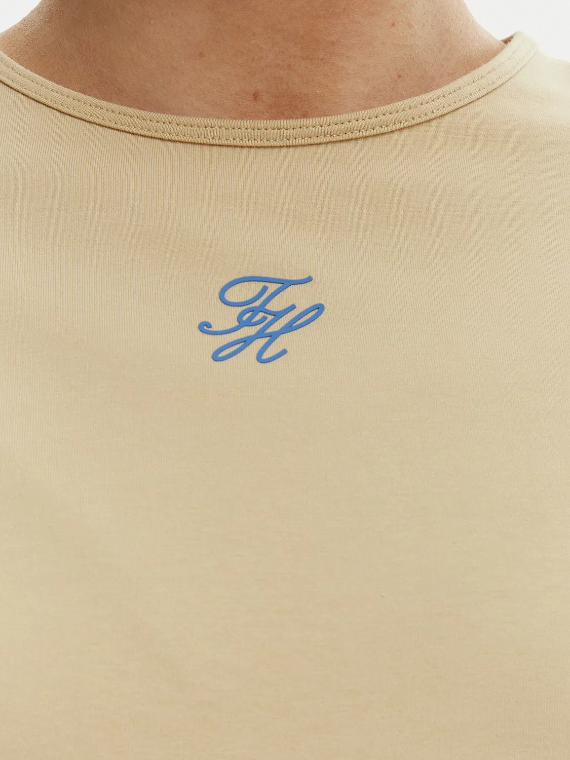 Женская футболка приталенного кроя Tommy Hilfiger, бежевый — фото 4