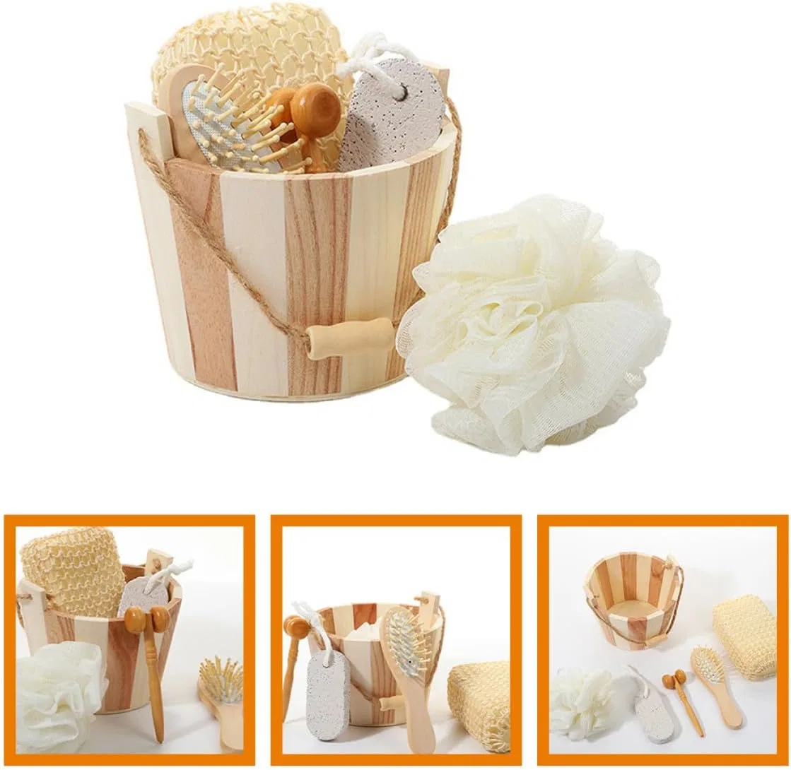 Набор для ванны, с массажером и камнем для ног, POPETPOP, 5 предметов, 15x15x12 см, Бежевый — фото 3