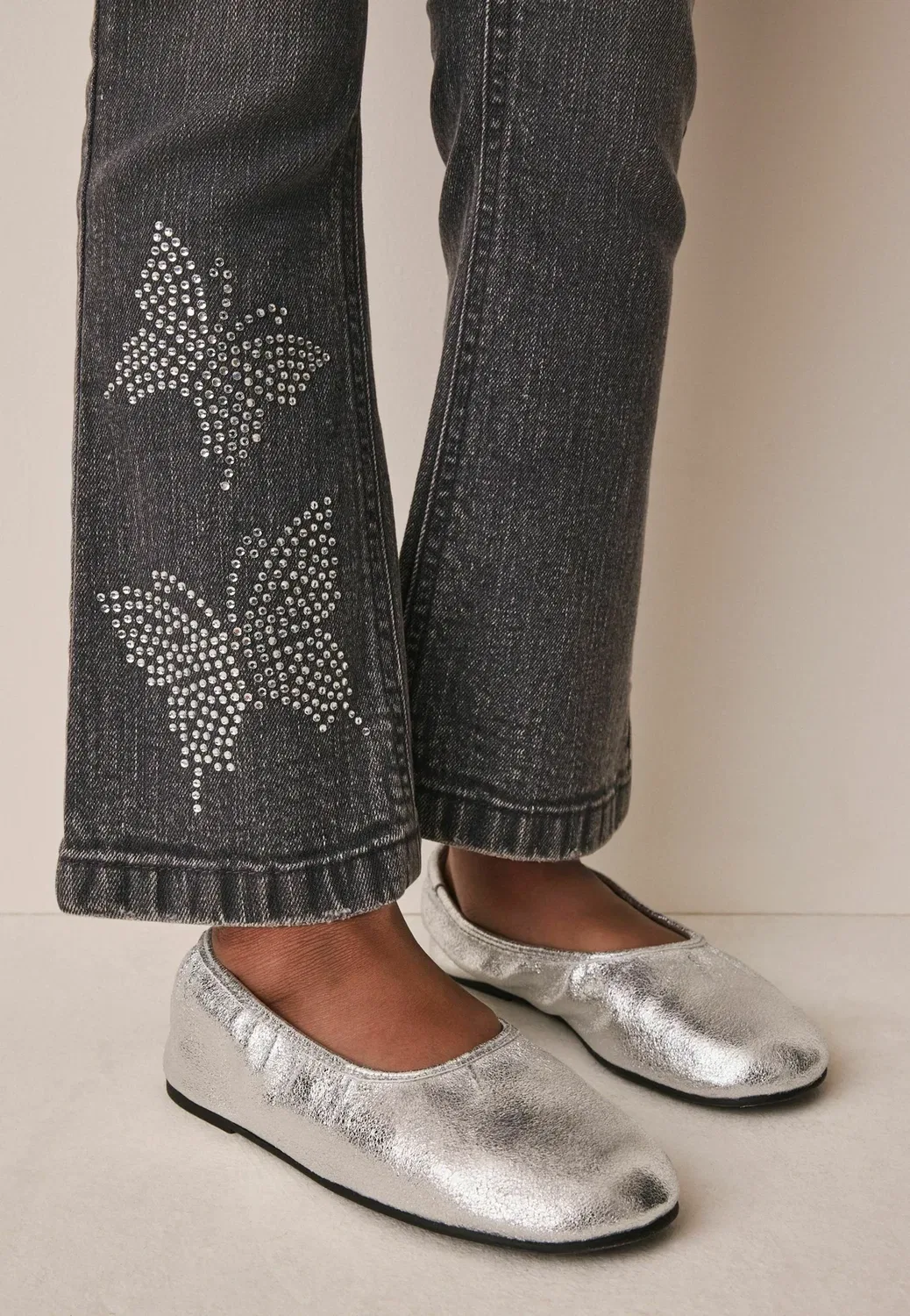 Расклешенные джинсы - джинсы-клеш Next, Charcoal Grey Diamante — фото 3