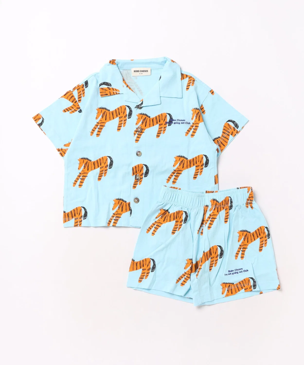 Детский комплект пижамы с принтом Zebra BOBO CHOSES, Light Blue