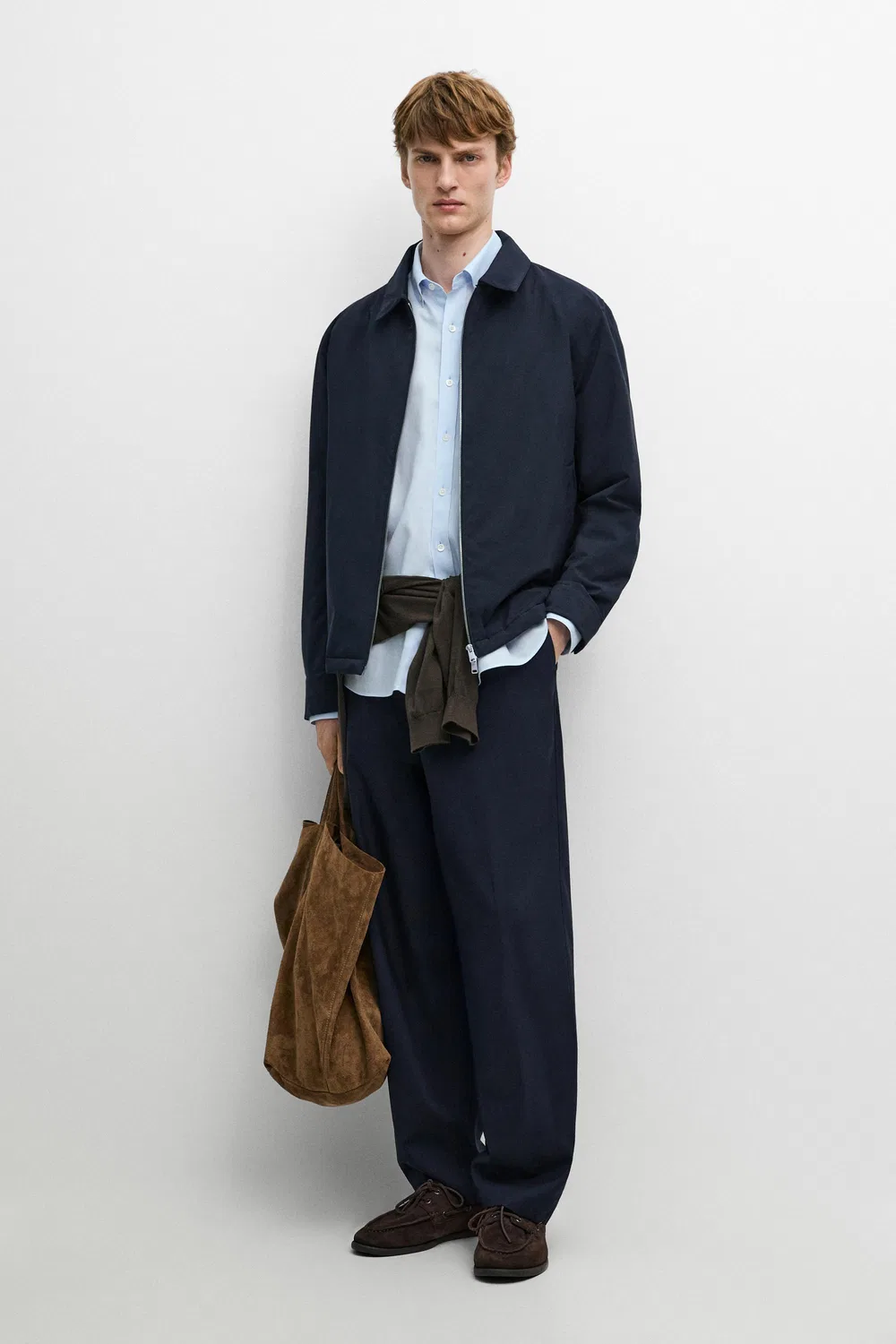 Легкая куртка с воротником Massimo Dutti, темно-синий