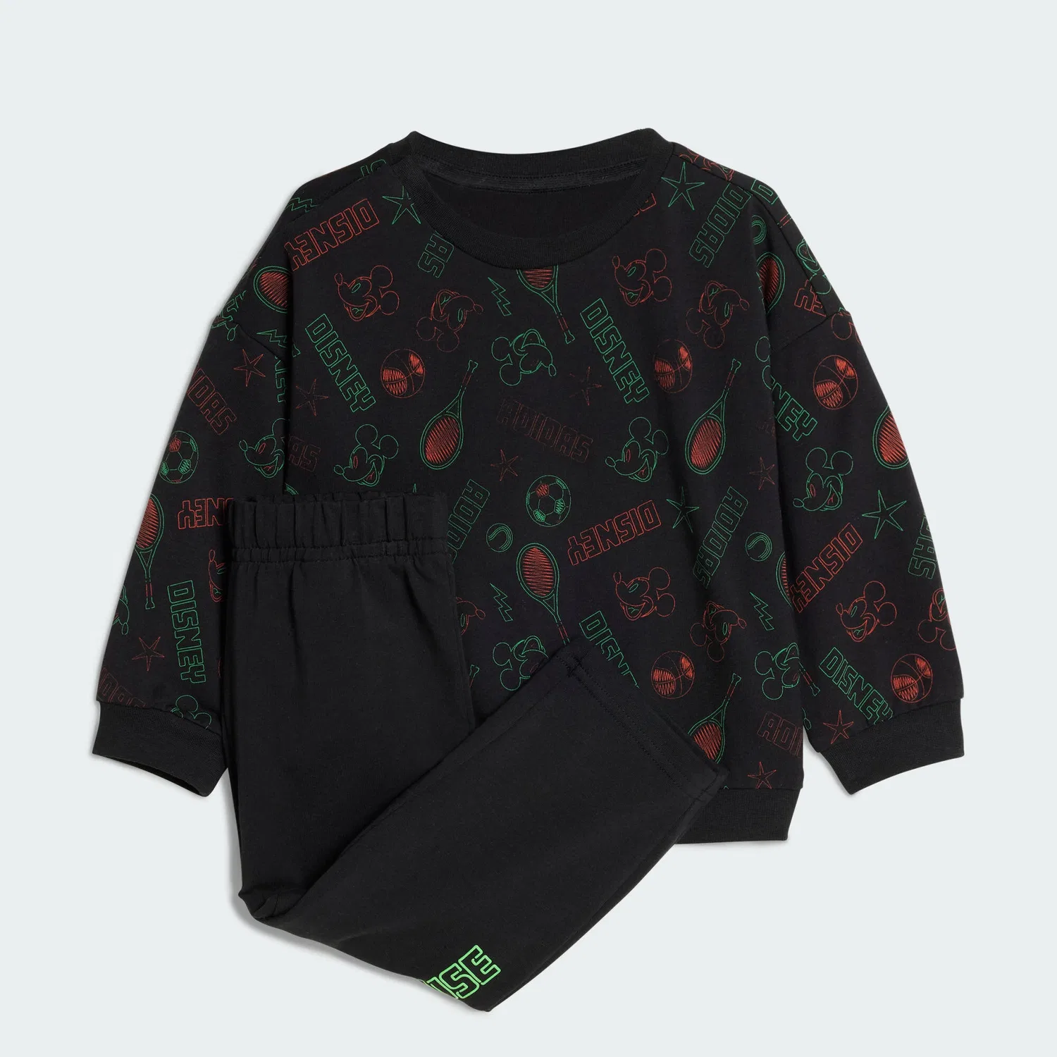 Детский спортивный костюм с принтом Disney Micky Maus Adidas, Schwarz Mango Grun — фото 3