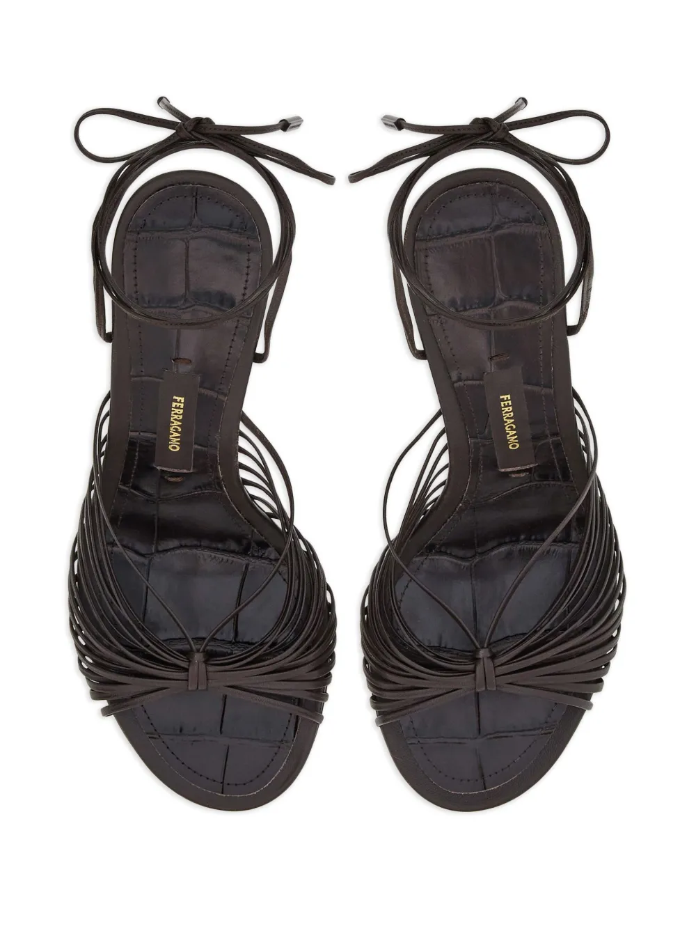 Босоножки на скульптурном каблуке Ferragamo, коричневый — фото 4