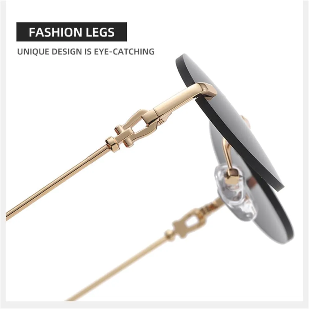 

Овальные солнцезащитные очки без оправы для женщин и мужчин, металлические безрамочные, маленькие, в стиле ретро, ​​для женщин, в стиле хип-хоп generic, C3 Gold Clear