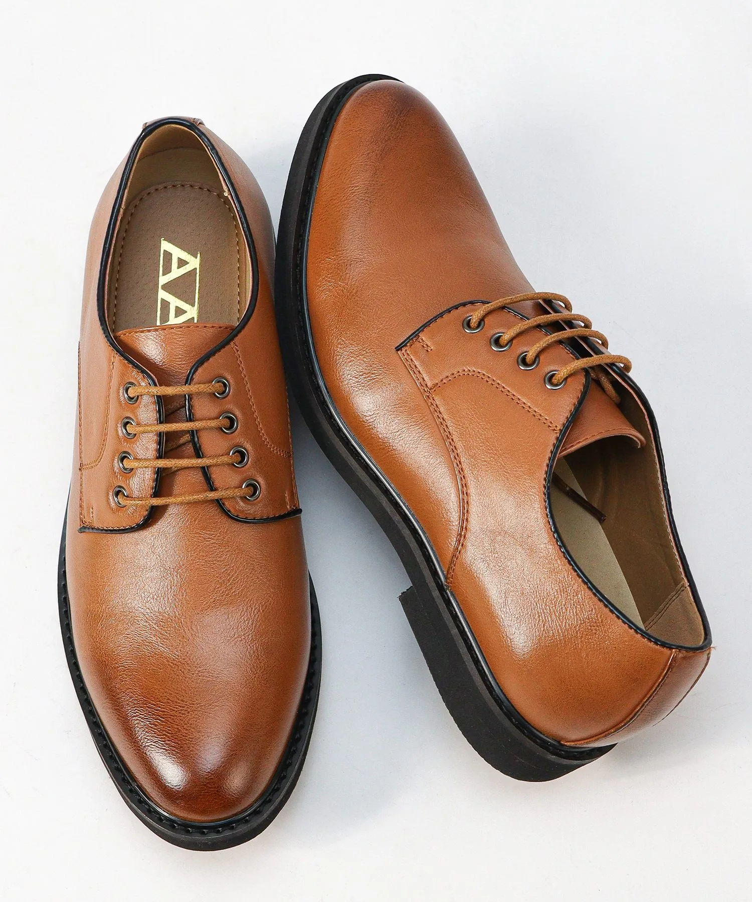 Мужские туфли с круглым носком из синтетической кожи AAA+ Round Toe камель