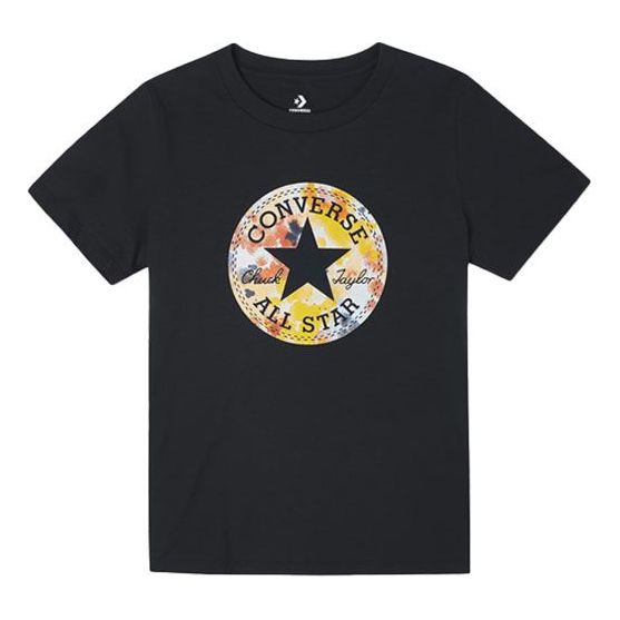 

Футболка washed bloom printing casual short sleeve black Converse, черный