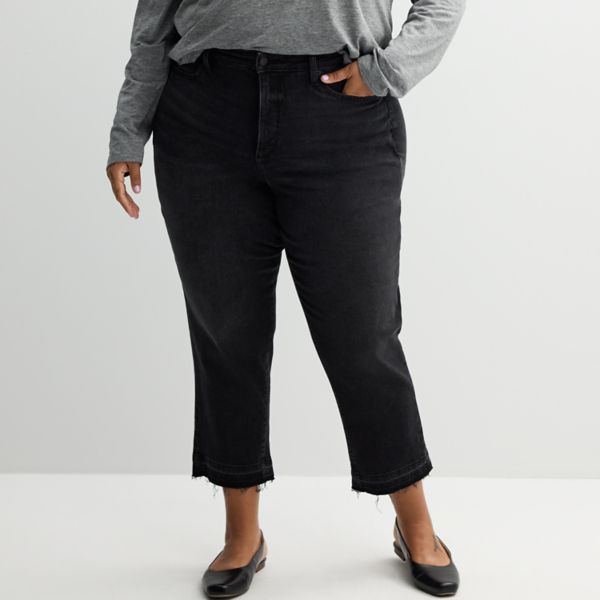 

Джинсы plus size Curvy средней посадки с зауженными краями до щиколотки Sonoma Goods For Life, цвет black wash