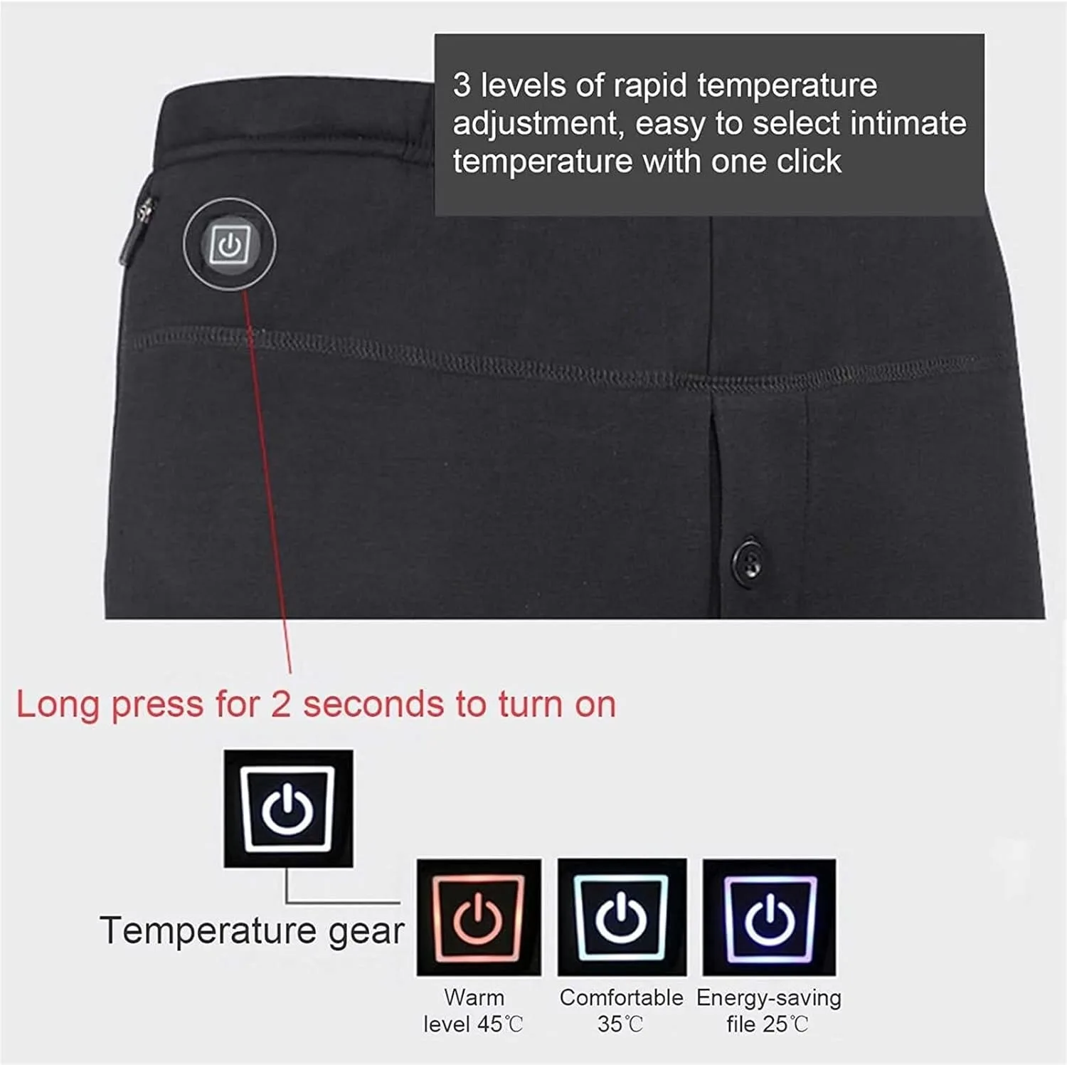 Подогреваемые штаны Heated Pants с USB-нагревом, флисовой подкладкой — фото 3