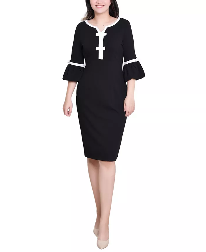 

Женское платье с рукавами 3/4 и контрастной отделкой NY Collection, мультиколор