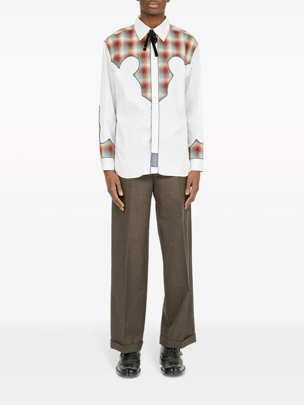 Полосатая рубашка из коллаборации с Pendleton MAISON MARGIELA, серый — фото 2