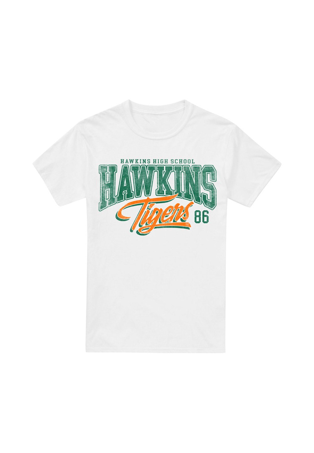 

Футболка с принтом STRANGER THINGS HAWKINS TIGERS 86 Cotton Soul, белый