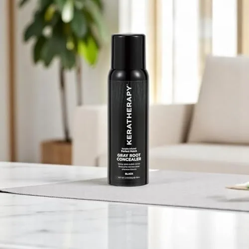 Keratherapy Keratin Infused Perfect Match Gray Root Concealer Spray, Black, 3 унции, 118 мл - спрей для маскировки седины у корней 85.05 г / 85 г, 118 мл, Black — фото 2